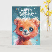 Vrolijke Beer Verjaardagswensen Kaart (Gele Bloem)