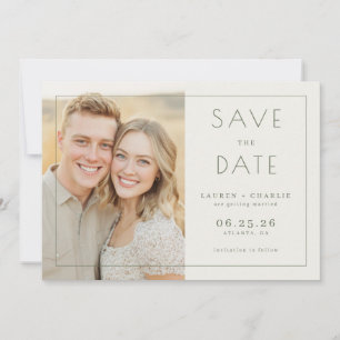 Vrolijke Beige Minimalistische Foto Save The Date