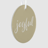 Vrolijke Beige Script Kerstvakantie Ornament (voorkant)