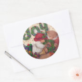Vrolijke Beren maken Kerstkrans Ronde Sticker (Envelop)