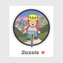Vrolijke bergfietser sticker