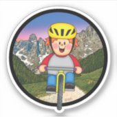 Vrolijke bergfietser sticker (Voorkant)