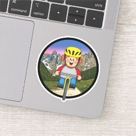 Vrolijke bergfietser sticker