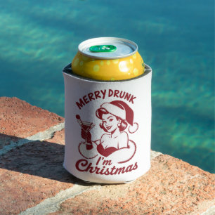 Vrolijke Beschonken Ik Ben Kerst Cocktails Snarky  Blikjeskoeler