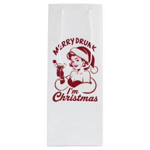 Vrolijke Beschonken Ik Ben Kerstmis Cocktail Snark Wijn Cadeautas
