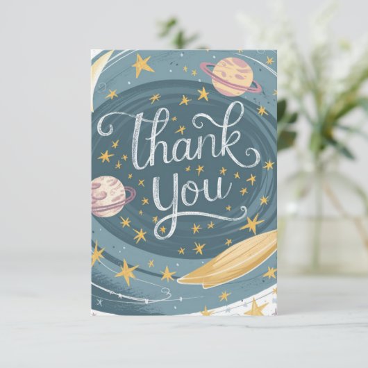 Vrolijke bewerkbare Galaxy Celestial Bedankkaart (Staand voorkant)