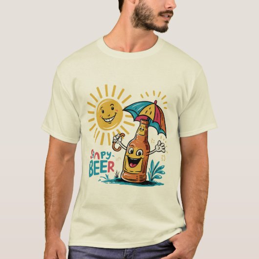 Vrolijke Bierfles en Sunny Fun T-Shirt (Voorkant)