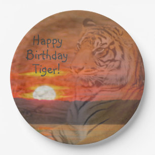 Vrolijke Birthday Tiger! Papieren Bordje