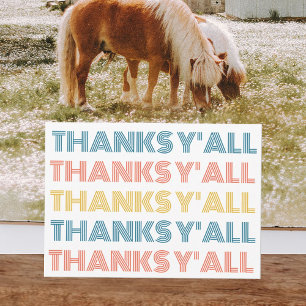 Vrolijke Blank Bedankt Y'all Wenskaart Kaart