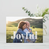 Vrolijke Blauwe Krullen Foto Kerstmis Feestdagenkaart (Staand voorkant)