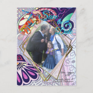 Vrolijke Blauwe Kunstenaar Party Doodle Creatie Aankondigingskaart