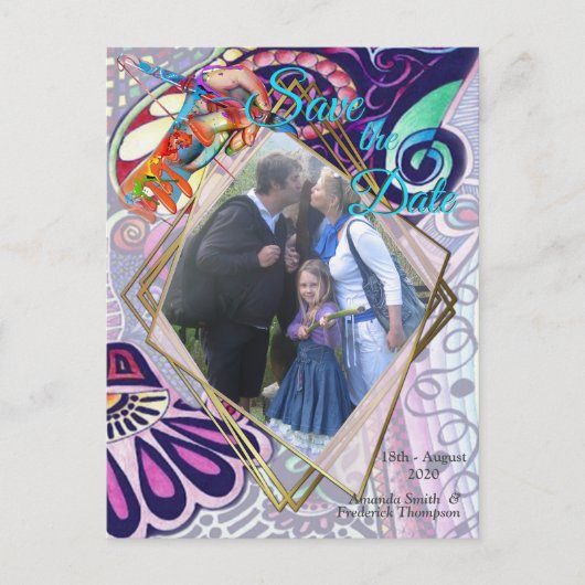 Vrolijke Blauwe Kunstenaar Party Doodle Creatie Aankondigingskaart (Voorkant)