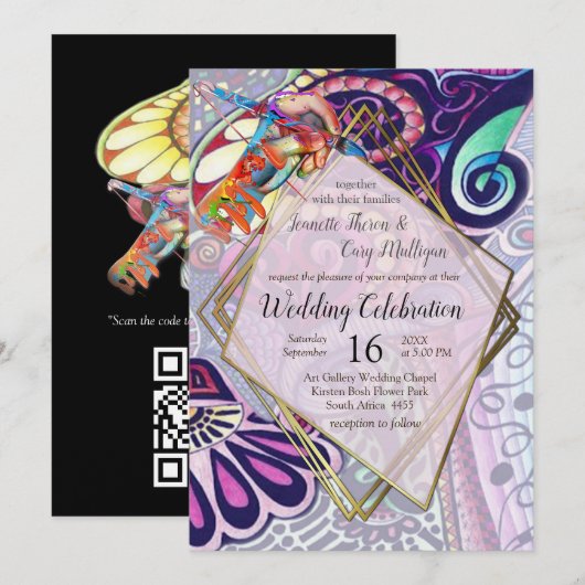 Vrolijke Blauwe Kunstenaar Party Doodle Creatie Kaart (Voorkant / Achterkant)