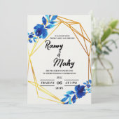 Vrolijke Blauwe Rozen Huwelijksuitnodiging Kaart (Staand voorkant)