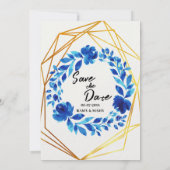 Vrolijke Blauwe Rozen Huwelijksuitnodiging Kaart (Achterkant)