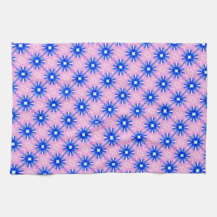 vrolijke blauwe sterren op roze handdoek