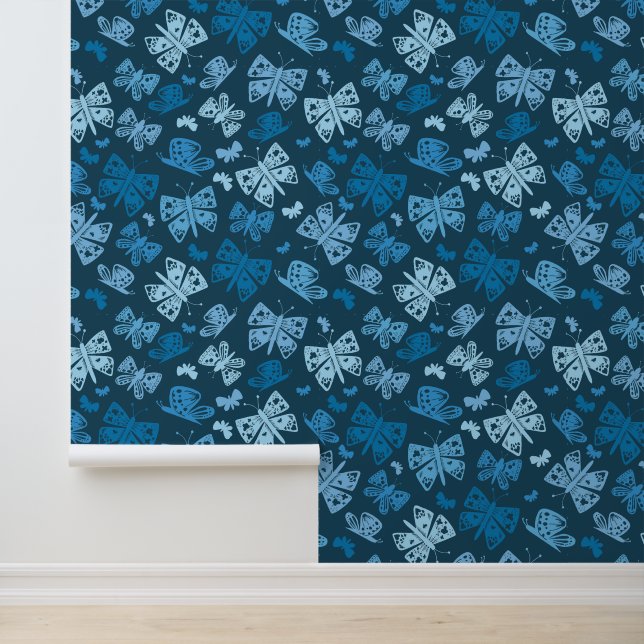 Vrolijke Blauwe Vlinder Behang (Applicatie)