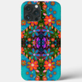 Vrolijke Blauwgroen Bloempatroon grillige Boho Sch Case-Mate iPhone Case (Achterkant)