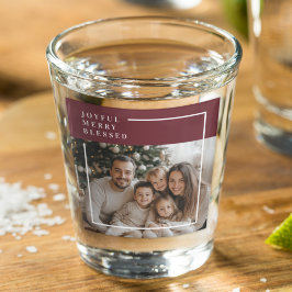 Vrolijke blije gezegende gepersonaliseerde kerstfo shot glas
