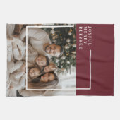Vrolijke blije gezegende gepersonaliseerde kerstfo theedoek (Horizontaal)