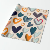 Vrolijke blije harten cadeaupapier (Uitgerold)