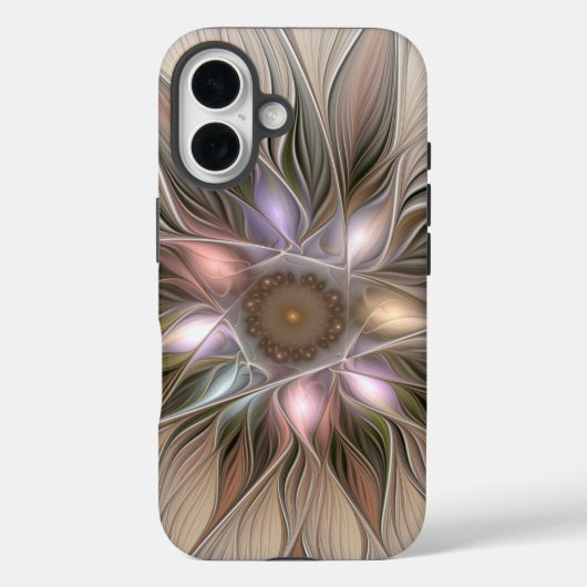 Vrolijke Bloem Abstract Beige Bruine Bloem Fractal Case-Mate iPhone Case (Achterkant)