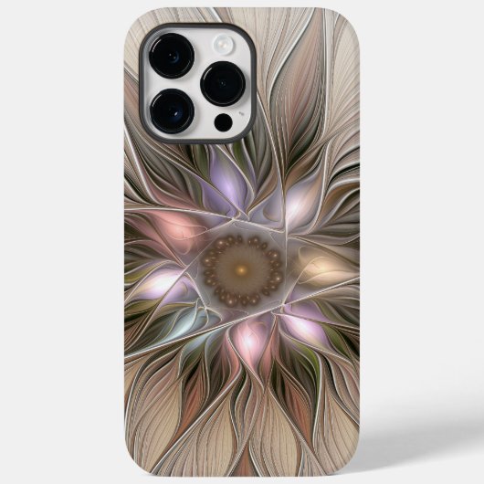 Vrolijke Bloem Abstract Beige Bruine Bloem Fractal Case-Mate iPhone Case (Achterkant)