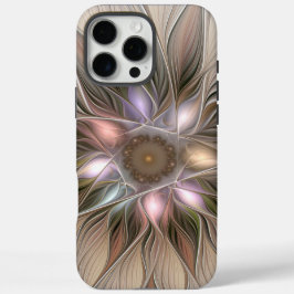 Vrolijke Bloem Abstract Beige Bruine Bloemrijke Fr iPhone 16 Pro Max Hoesje