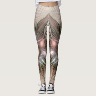 Vrolijke Bloem Abstract Beige Bruine Bloemrijke Fr Leggings