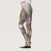 Vrolijke Bloem Abstract Beige Bruine Bloemrijke Fr Leggings (Links)