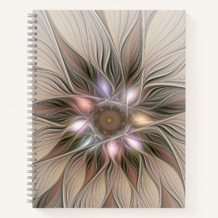 Vrolijke Bloem Abstract Beige Bruine Bloemrijke Fr Notitieboek