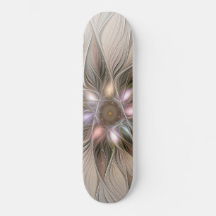 Vrolijke Bloem Abstract Beige Bruine Bloemrijke Fr Persoonlijk Skateboard
