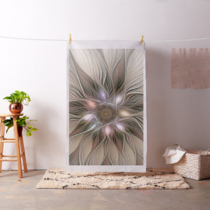 Vrolijke Bloem Abstract Beige Bruine Bloemrijke Fr Stof