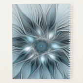 Vrolijke Bloem Abstract Blauw Grijs Bloemig Fracta Planner (Achterkant)