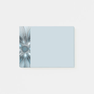 Vrolijke Bloem Abstract Blauw Grijs Bloemig Fracta Post-it® Notes