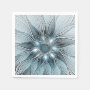 Vrolijke Bloem Abstract Blauw Grijs Bloemig Fracta Servet