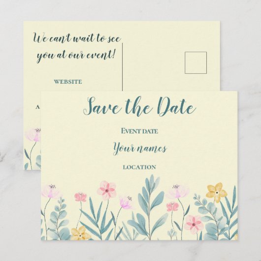 Vrolijke bloem briefkaart (Voorkant / Achterkant)