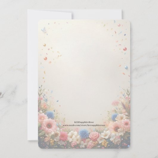 Vrolijke Bloemen Afstuderen Party Uitnodiging (Achterkant)