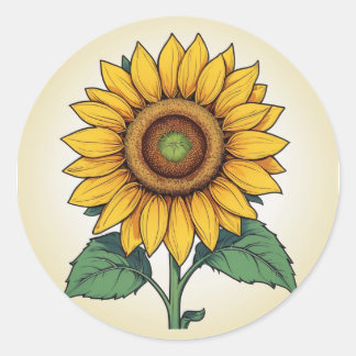 Vrolijke Bloemen Botanische Kunst, Heldere Zonnebl Ronde Sticker