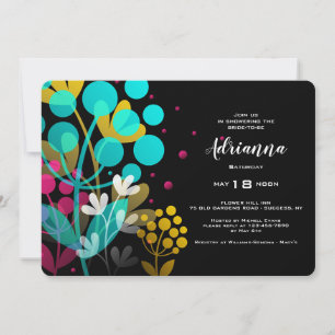 Vrolijke Bloemen Bruids Douche Uitnodiging