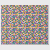 Vrolijke bloemen cadeaupapier (Vlak)