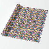 Vrolijke bloemen cadeaupapier (Uitgerold)