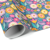 Vrolijke bloemen cadeaupapier (Rol Hoek)