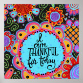 Vrolijke Bloemen Dankbaar Quote Inspirerende Poste Poster (Voorkant)