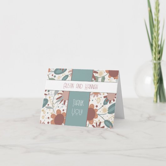 Vrolijke bloemen Inspirivity Bruiloft Elegant Bedankkaart (Voorkant)