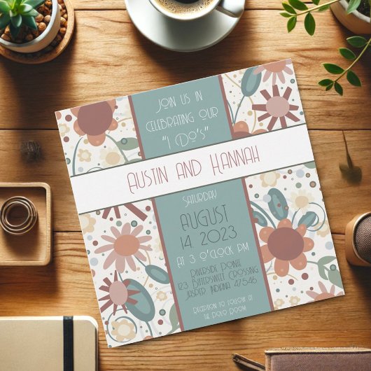 Vrolijke Bloemen Inspirivity Bruiloft Modern Plezi Kaart