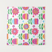 Vrolijke Bloemen  Kleurrijk Patroon Wandkleed (Voorkant (horizontaal))