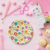 vrolijke bloemen papieren bordje (Feest)