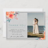 Vrolijke Bloemen Sinaasappel en Blauwgroen Bright Bedankkaart (Voorkant)