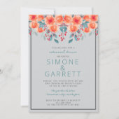 Vrolijke Bloemen Sinaasappel en Blauwgroen Repetit Kaart (Voorkant)